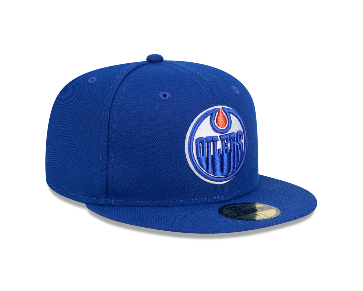 Edmonton Oilers NHL New Era Men Royal Blue 59Fifty Core Fitted Hat product image 4, provided for visual reference and