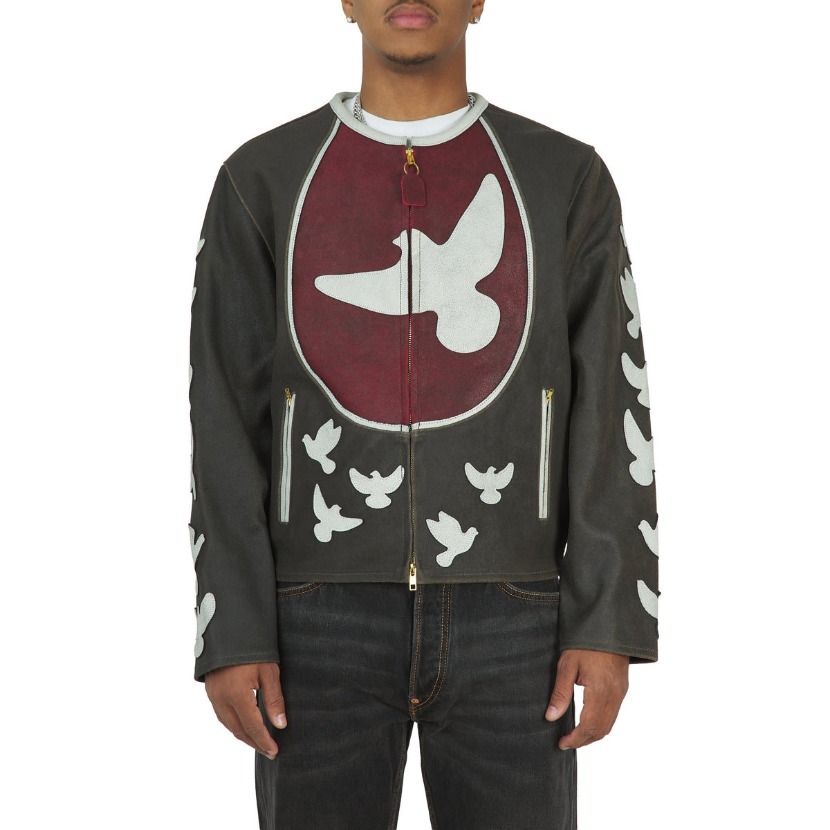 Doves Leather Moto Jacket | Black product image 3, provided for visual reference and product detail review