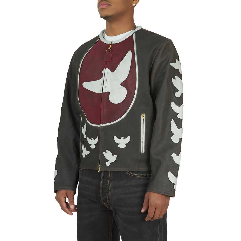 Doves Leather Moto Jacket | Black product image 2, provided for visual reference and product detail review