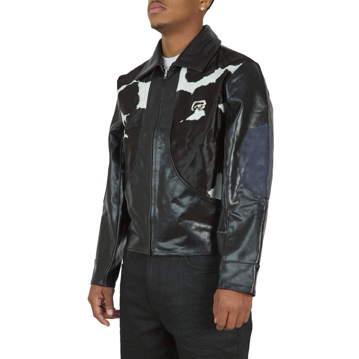 Cowhair Leather Jacket | Black product image 2, provided for visual reference and product detail review