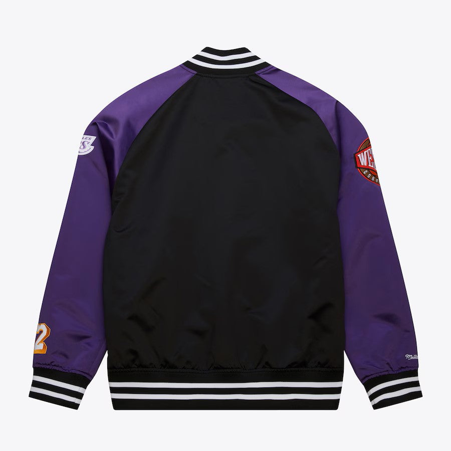 Magic Johnson Los Angeles Lakers Mitchell & Ness Men’s Black/Purple Lightweight Satin Jacket product image 3, provided for