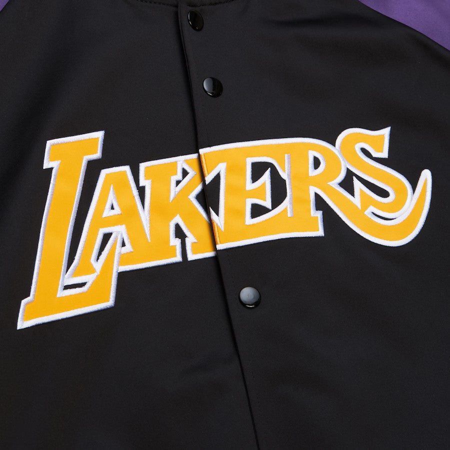 Magic Johnson Los Angeles Lakers Mitchell & Ness Men’s Black/Purple Lightweight Satin Jacket product image 4, provided for