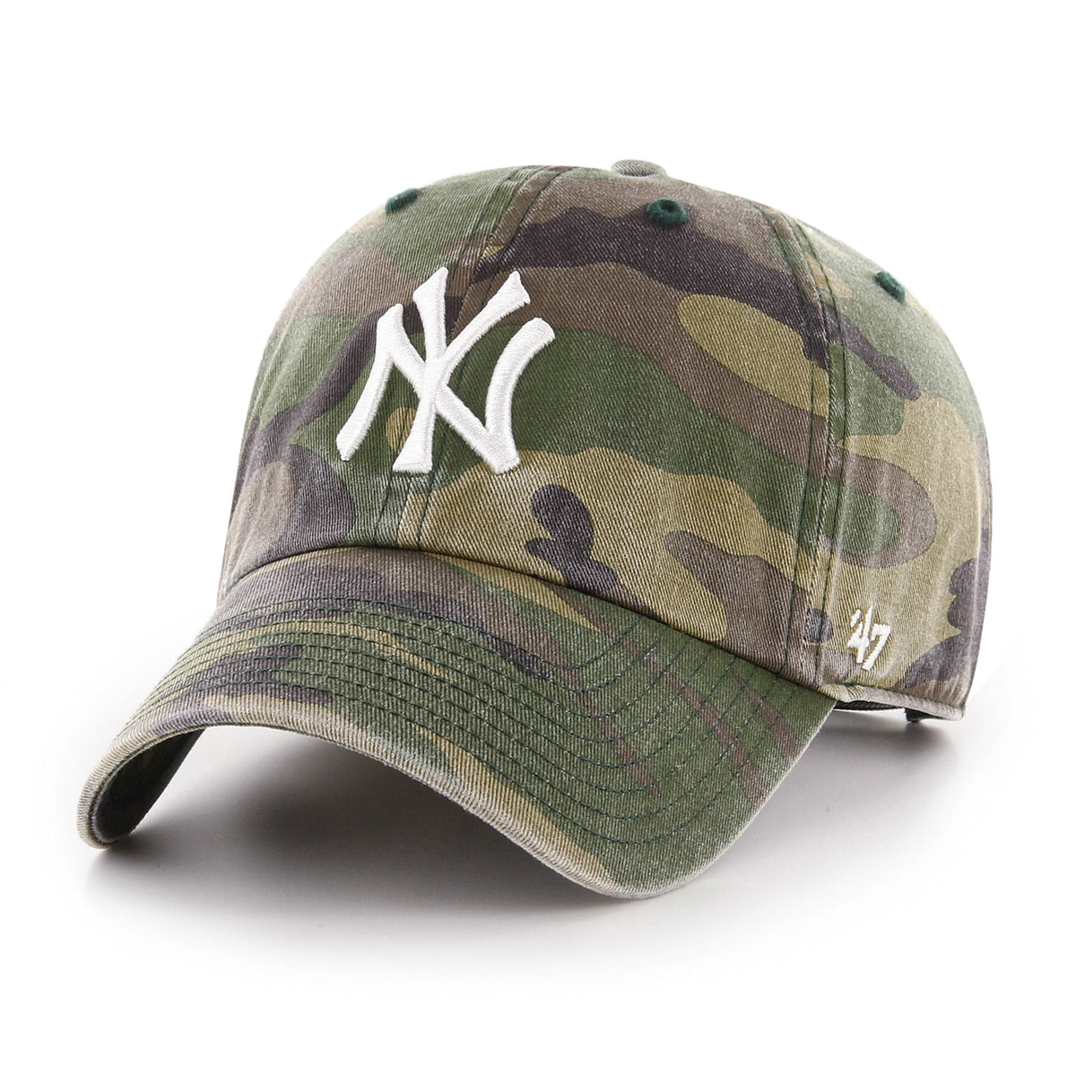 New York Yankees MLB 47 Brand Men Camo Clean Up Adjustable Hat product image 1, provided for visual reference and product