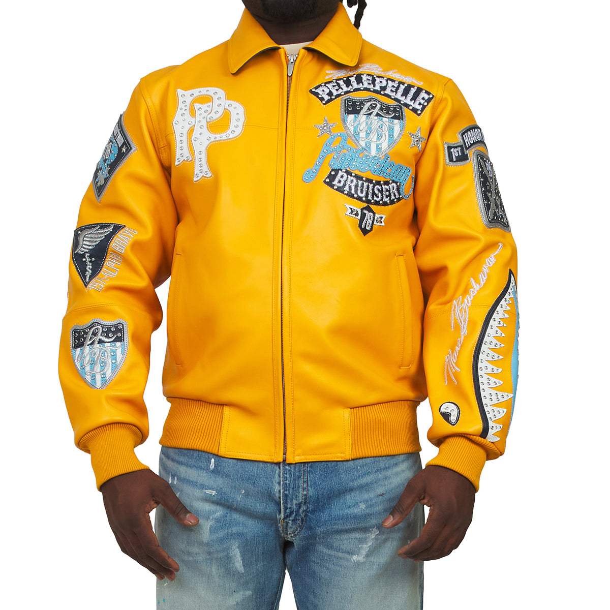 American Bruiser Jacket | Maize/Navy/Baby Blue/White product image 1, provided for visual reference and product detail review