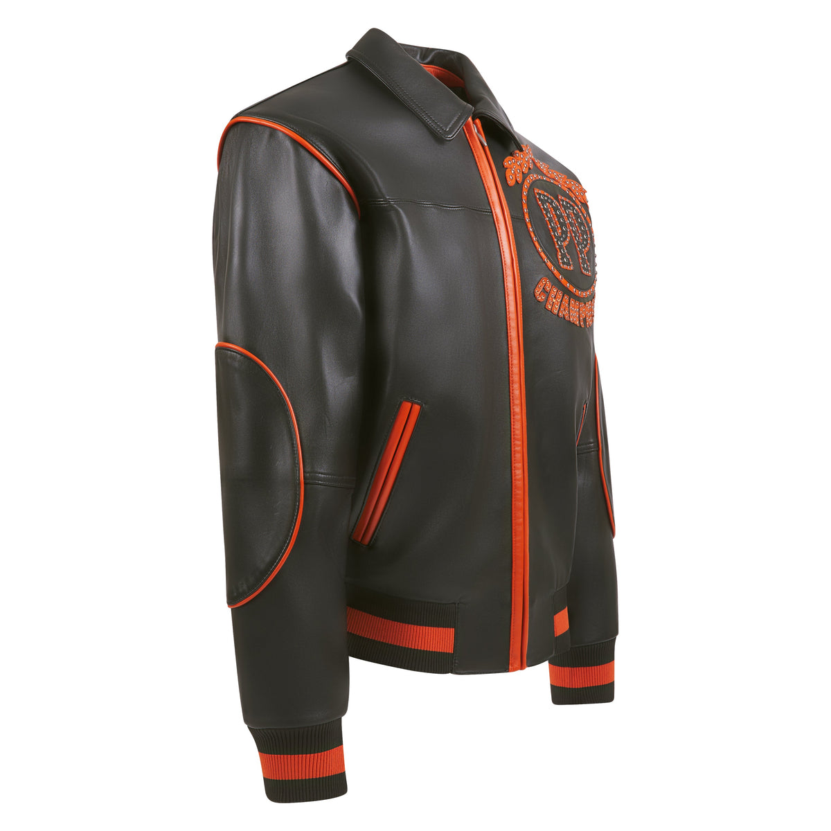 Champions Rhinestone Jacket | Black/Orange product image 5, provided for visual reference and product detail review