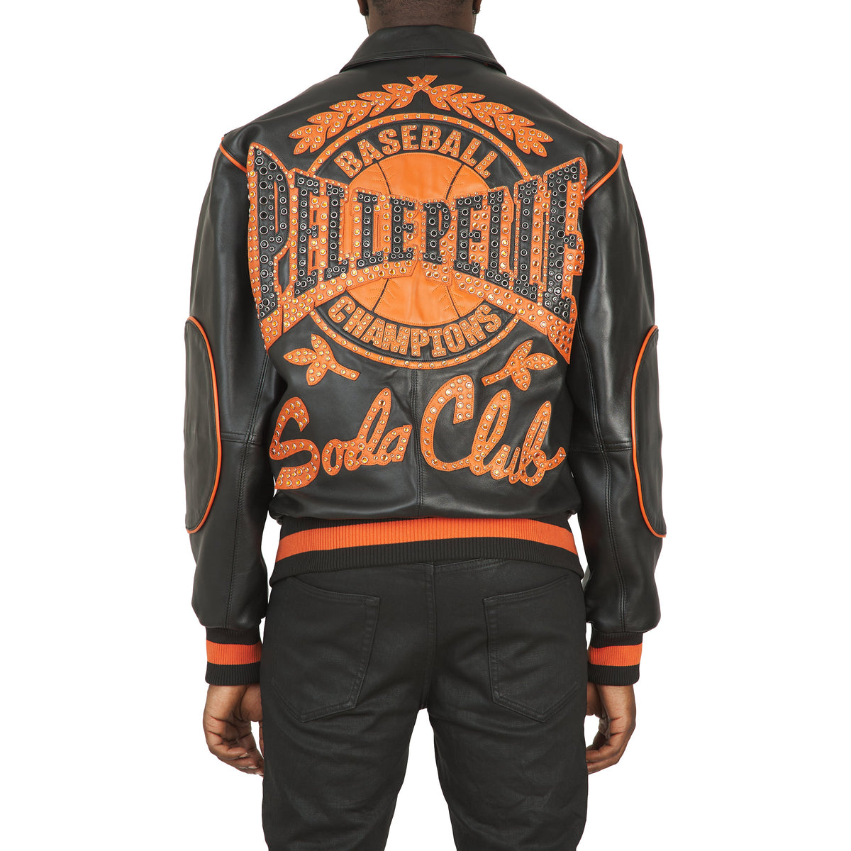 Champions Rhinestone Jacket | Black/Orange product image 4, provided for visual reference and product detail review