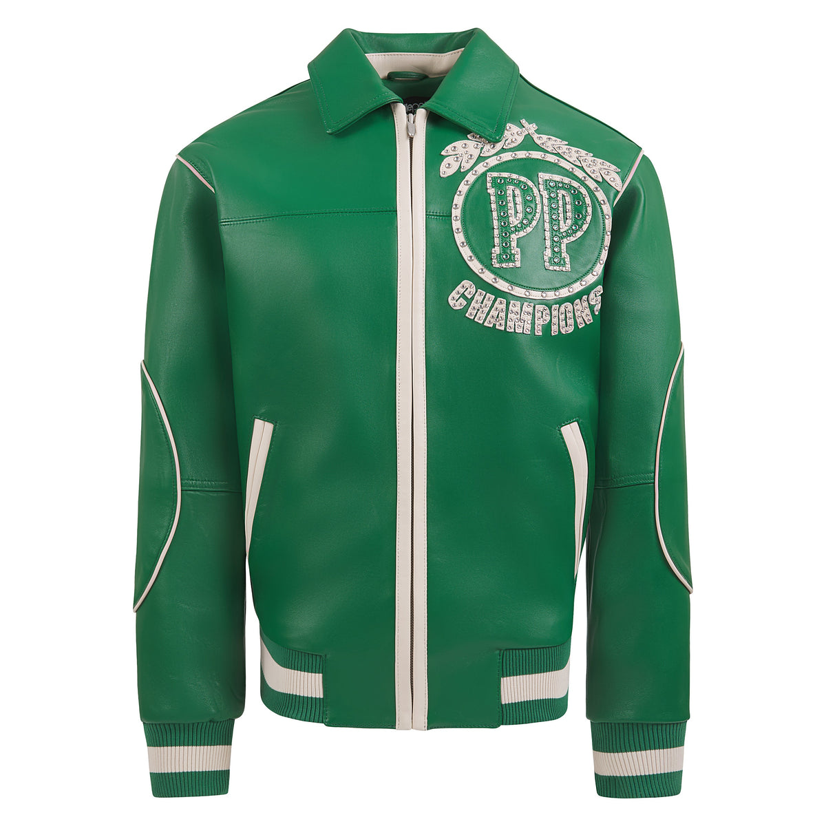 Champions Rhinestone Jacket | Jet Green/Ivory product image 1, provided for visual reference and product detail review