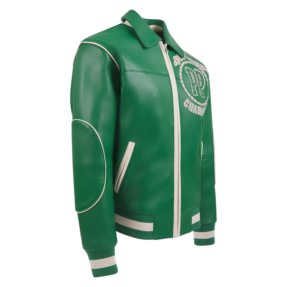 Champions Rhinestone Jacket | Jet Green/Ivory product image 2, provided for visual reference and product detail review