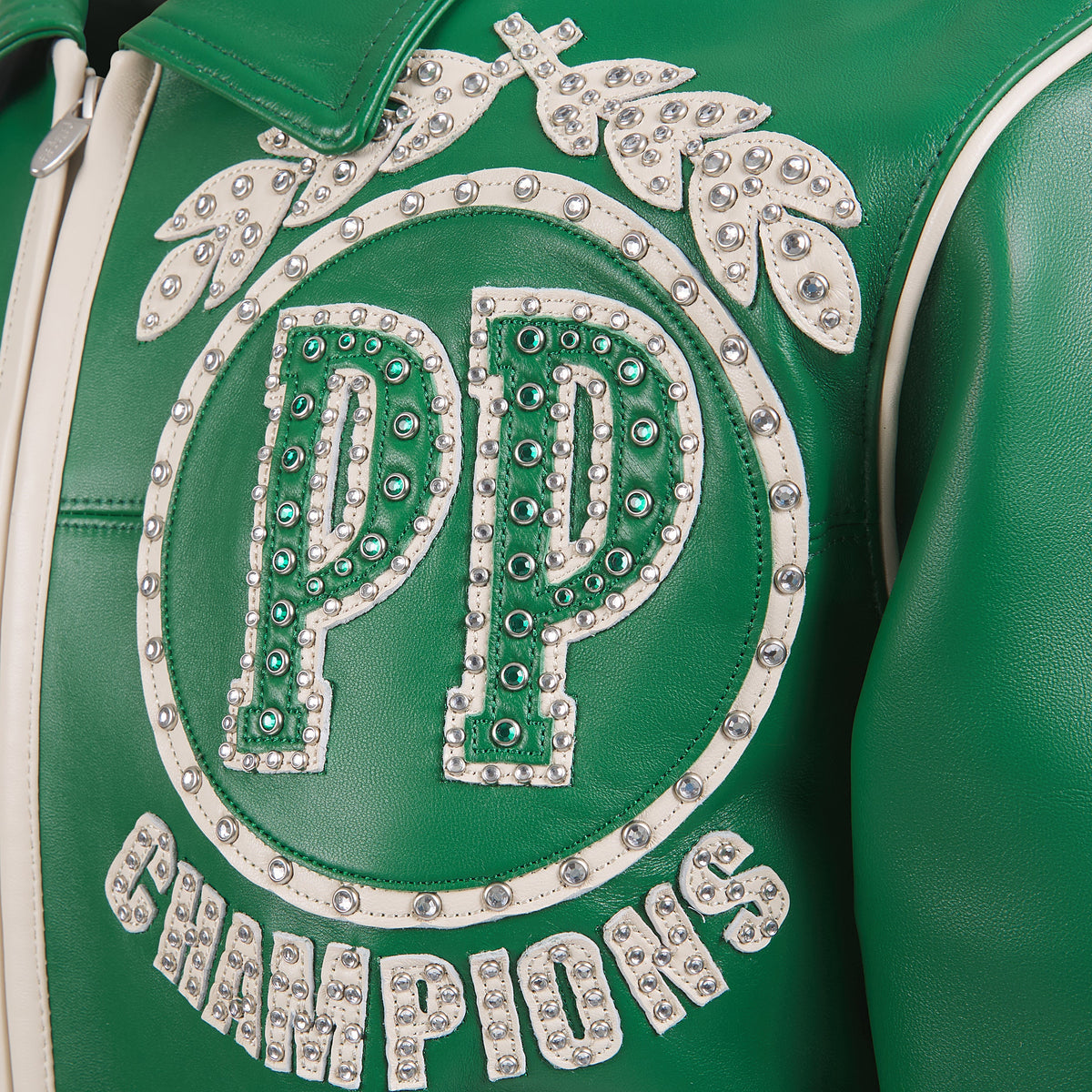 Champions Rhinestone Jacket | Jet Green/Ivory product image 5, provided for visual reference and product detail review