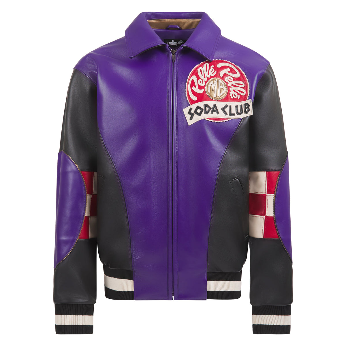 Checkered Soda Club Jacket | Purple/Black/Ivory product image 1, provided for visual reference and product detail review