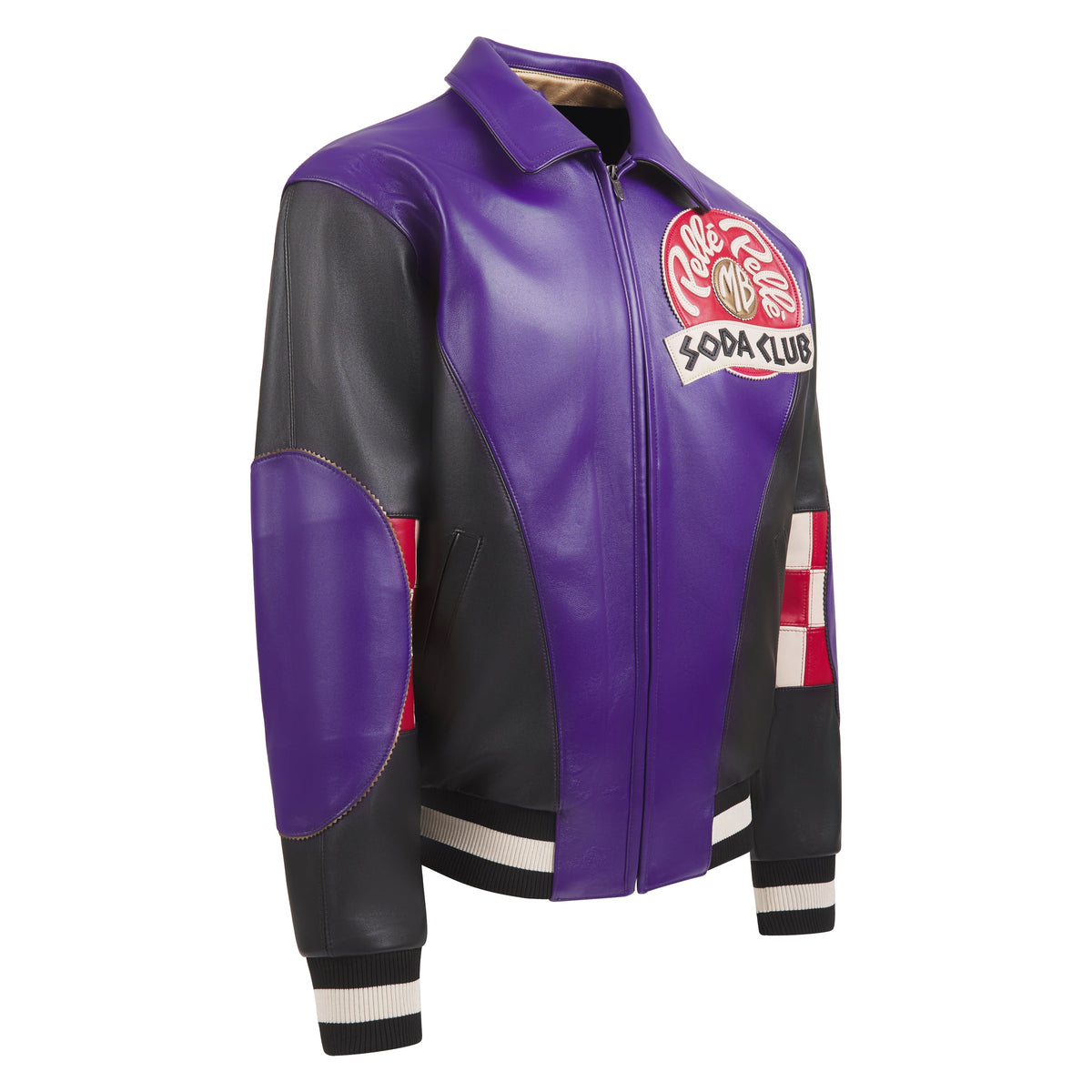 Checkered Soda Club Jacket | Purple/Black/Ivory product image 6, provided for visual reference and product detail review
