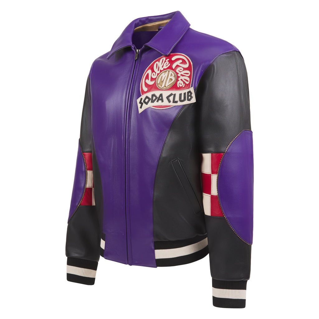 Checkered Soda Club Jacket | Purple/Black/Ivory product image 7, provided for visual reference and product detail review