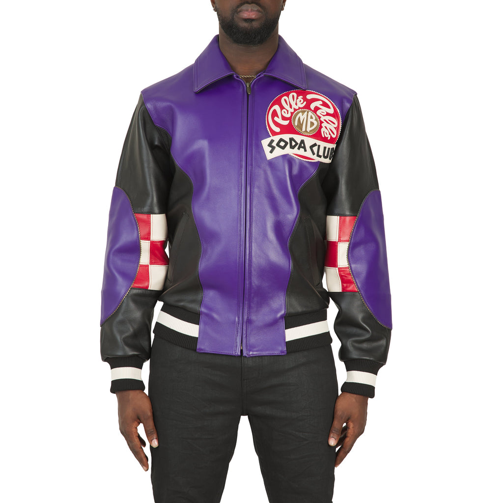 Checkered Soda Club Jacket | Purple/Black/Ivory product image 3, provided for visual reference and product detail review