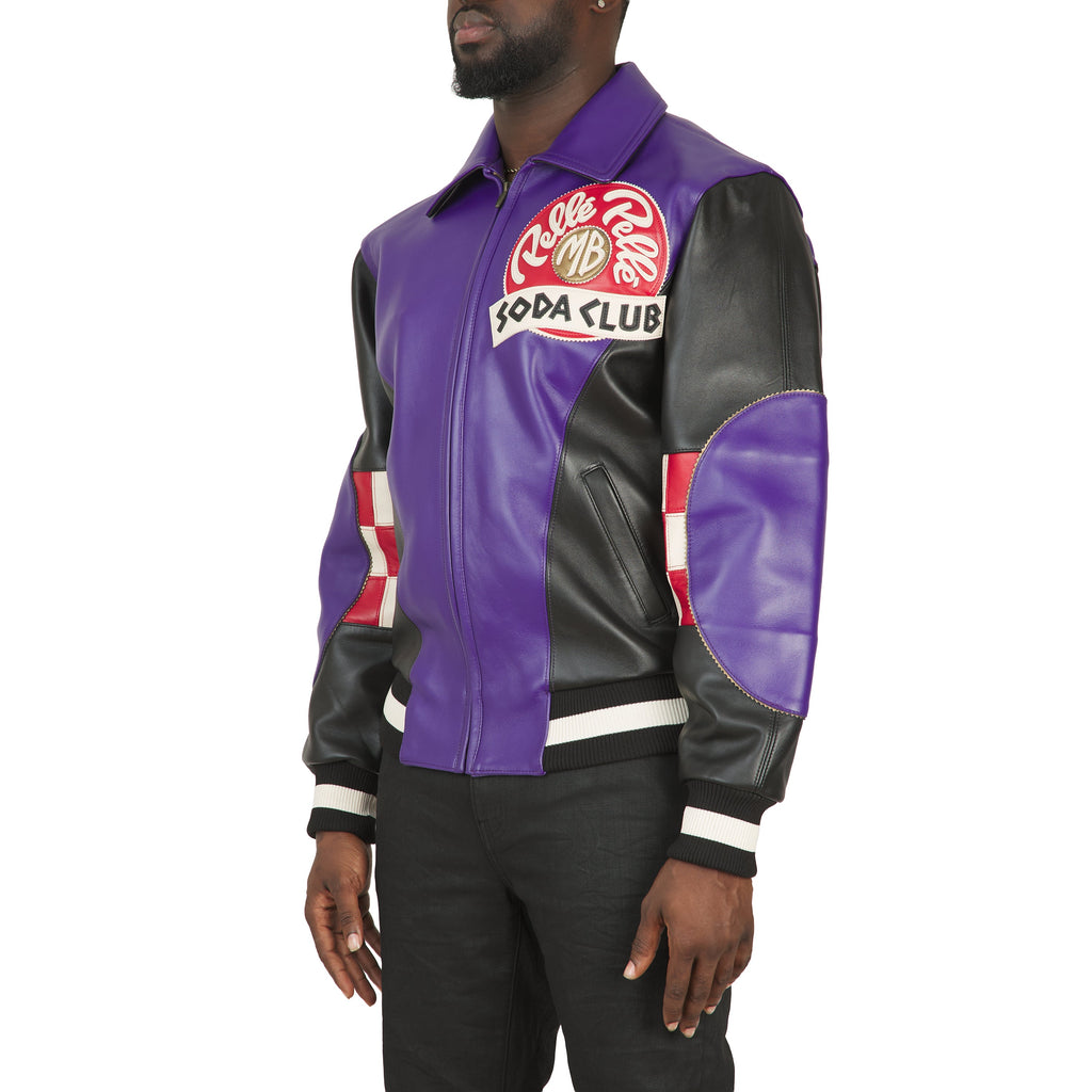 Checkered Soda Club Jacket | Purple/Black/Ivory product image 2, provided for visual reference and product detail review