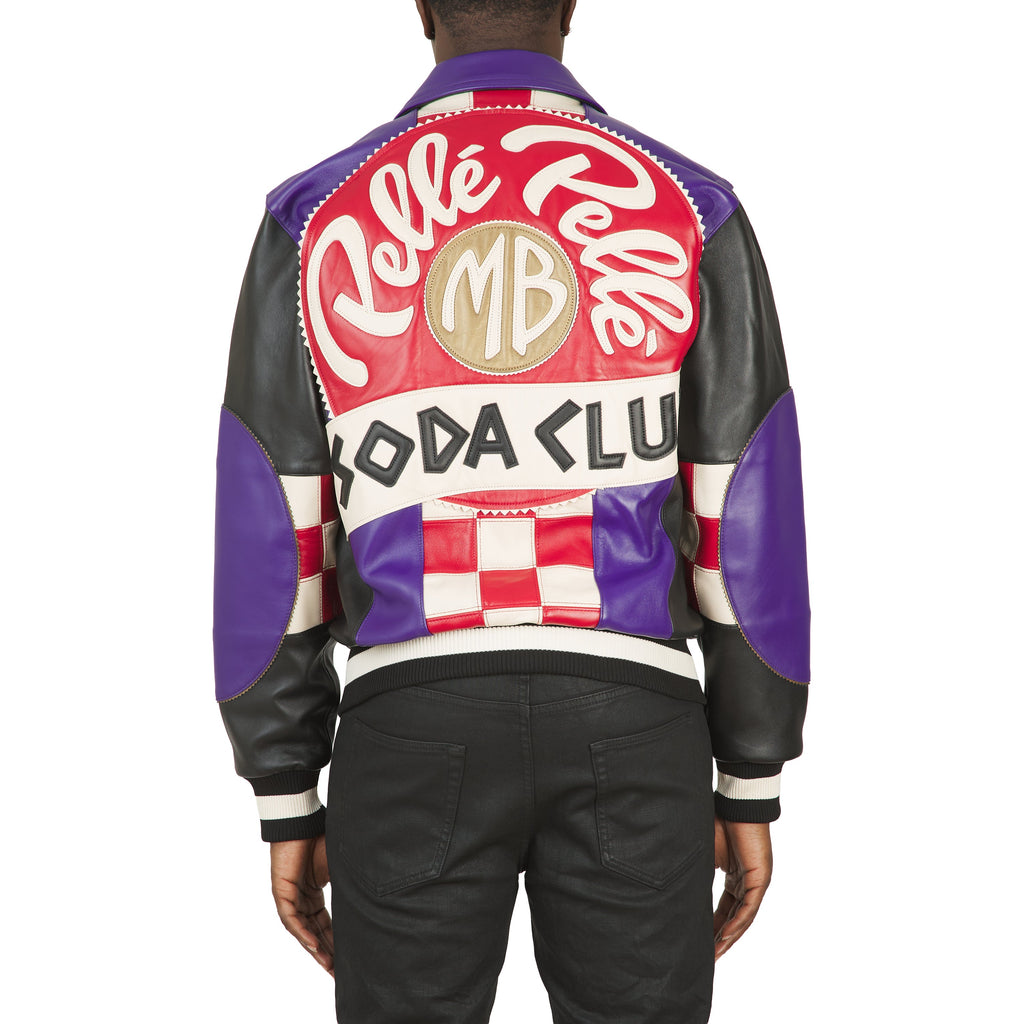 Checkered Soda Club Jacket | Purple/Black/Ivory product image 4, provided for visual reference and product detail review