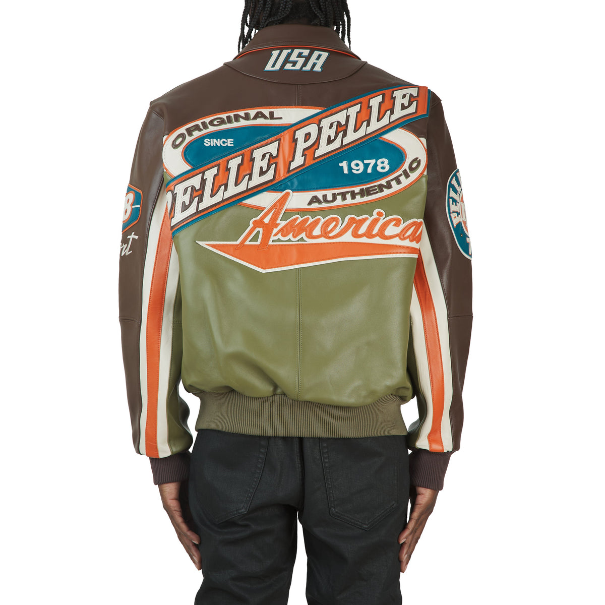 Racing Sport Jacket | Brown/Olive/Ivory/Orange product image 4, provided for visual reference and product detail review
