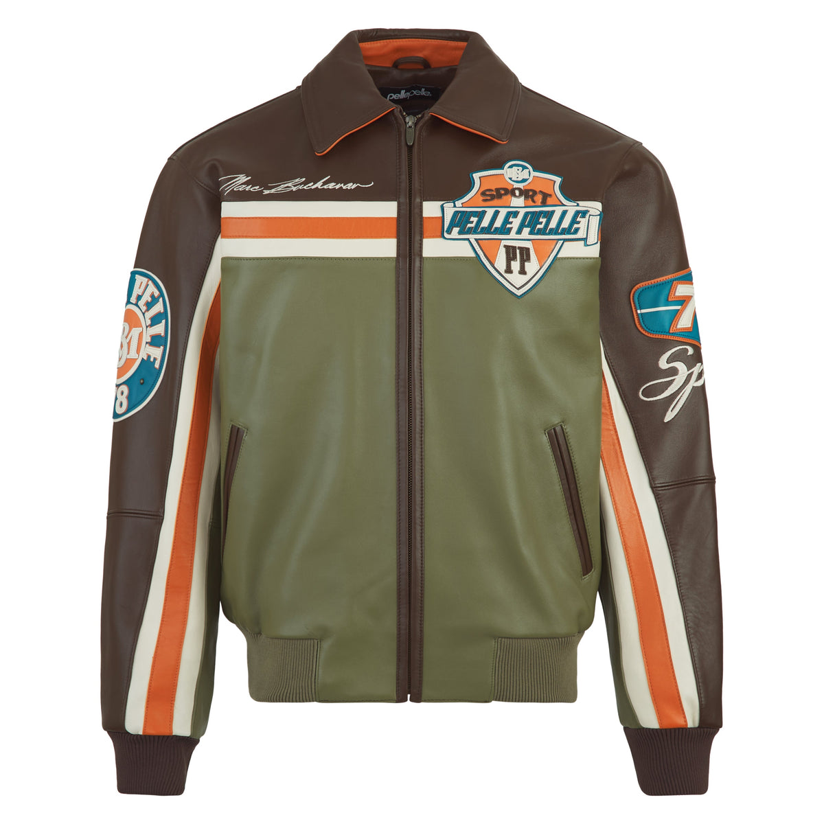 Racing Sport Jacket | Brown/Olive/Ivory/Orange product image 1, provided for visual reference and product detail review