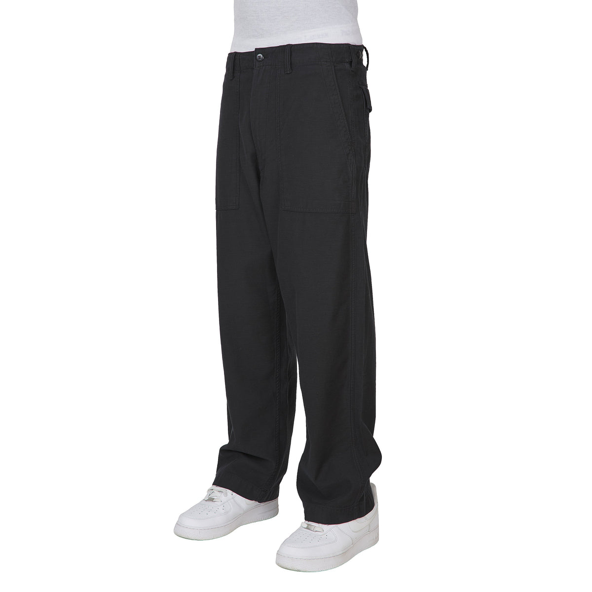 Relaxed Fit Sateen Utility Pant | Black product image 2, provided for visual reference and product detail review
