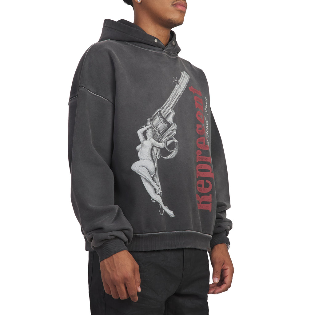 Loaded With Love Hoodie | Stained Black product image 2, provided for visual reference and product detail review