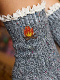 Little Things Embroidered Socks - Campfire