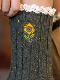 Little Things Embroidered Socks - Sunflower