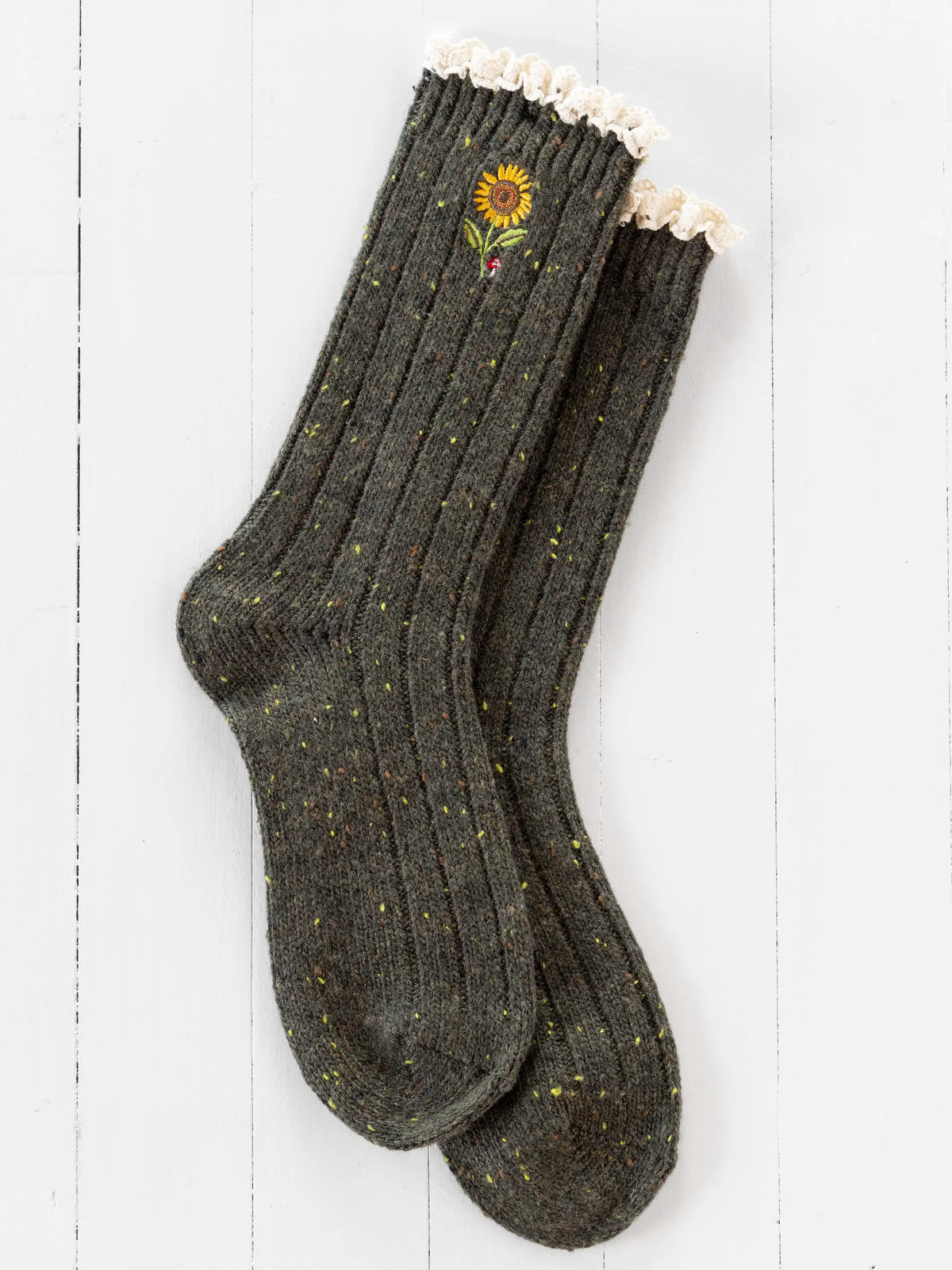 Little Things Embroidered Socks - Sunflower