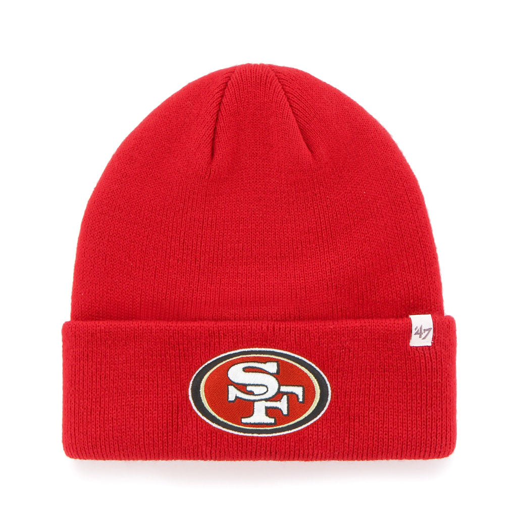 San Francisco 49ers NFL 47 Brand Men Red Raised Cuff Knit Hat product image 1, provided for visual reference and product