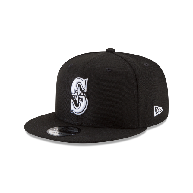 Seattle Mariners MLB New Era Men Black White 9Fifty Basic Snapback product image 1, provided for visual reference and