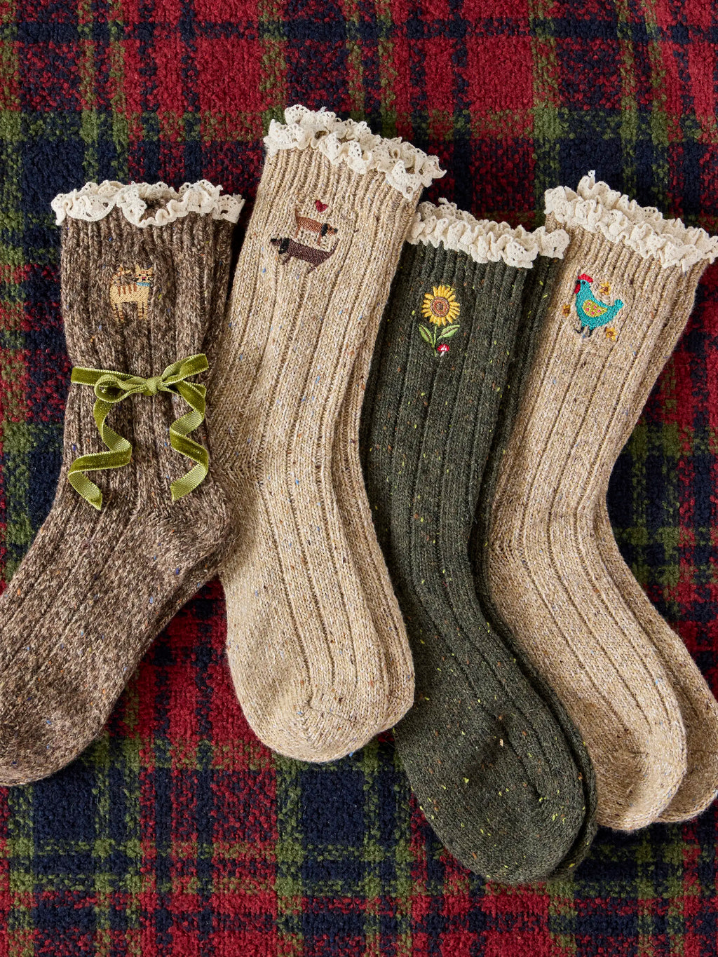 Little Things Embroidered Socks - Sunflower