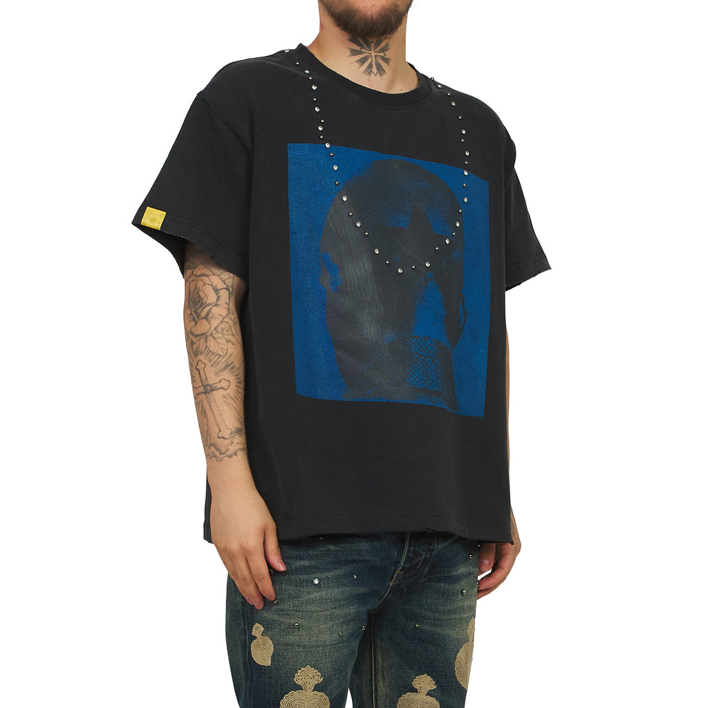 Star Head Studded T-Shirt | Vintage Black/Blue product image 3, provided for visual reference and product detail review