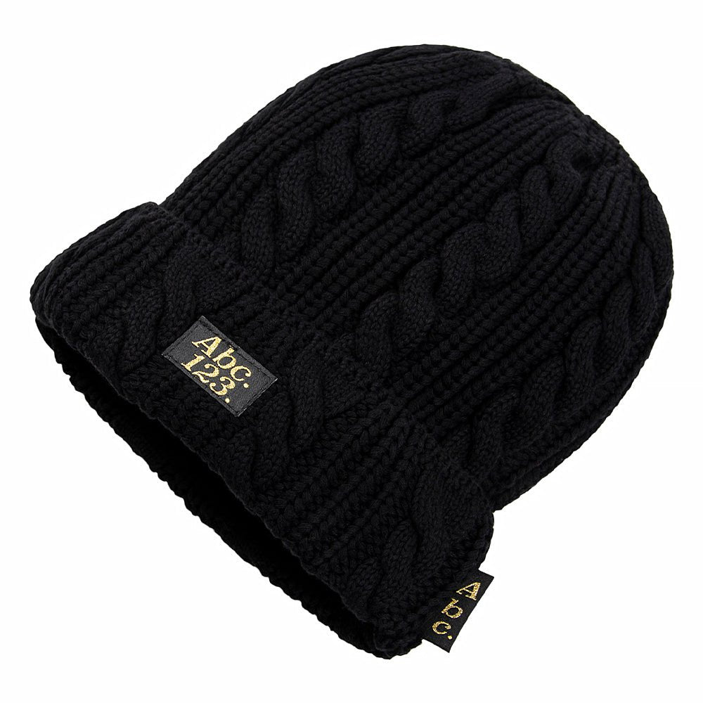 ABC 12(3) Cableknit Beanie | Anthracite Black product image 3, provided for visual reference and product detail review