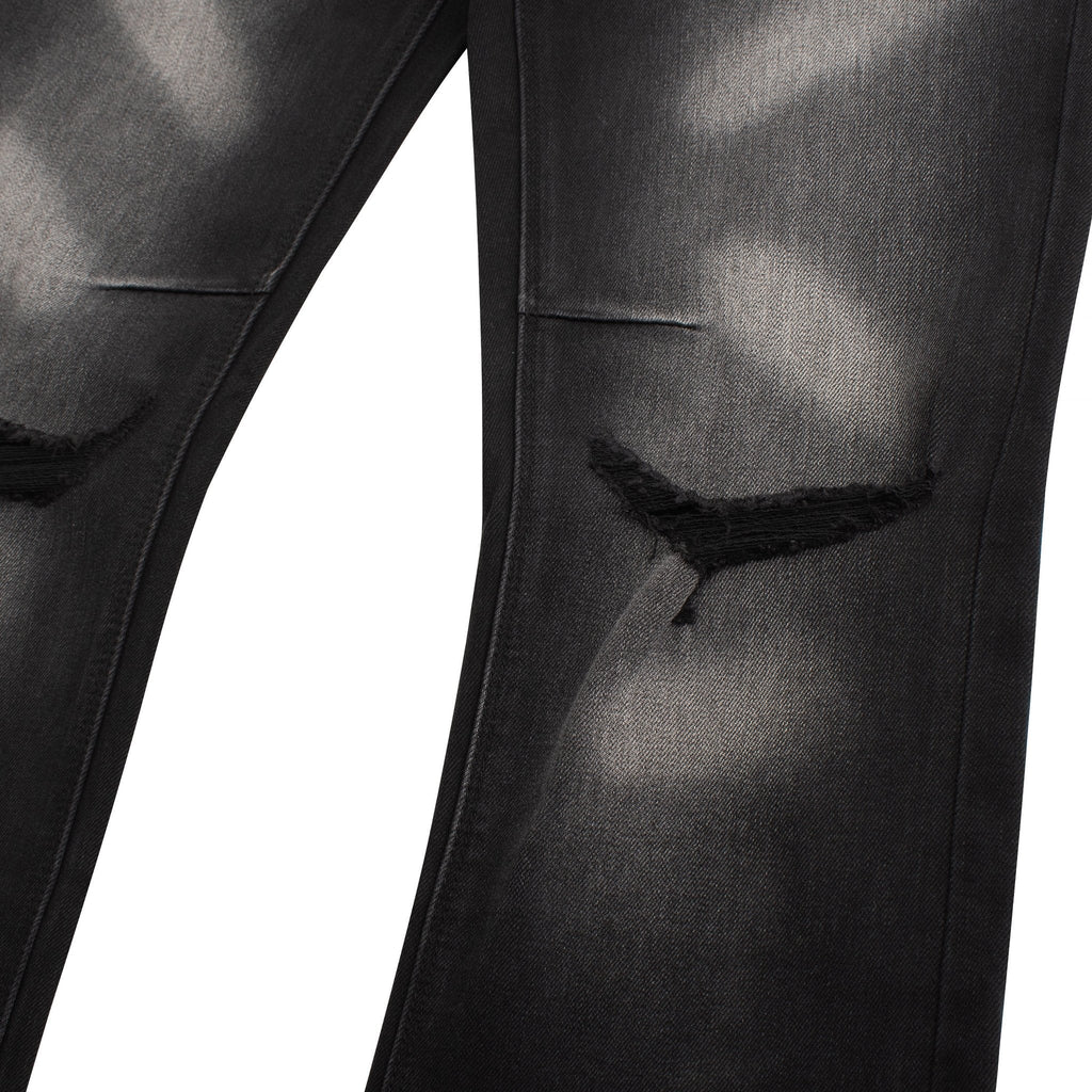 Denis Flared Black Distressed Denim product image 2, provided for visual reference and product detail review
