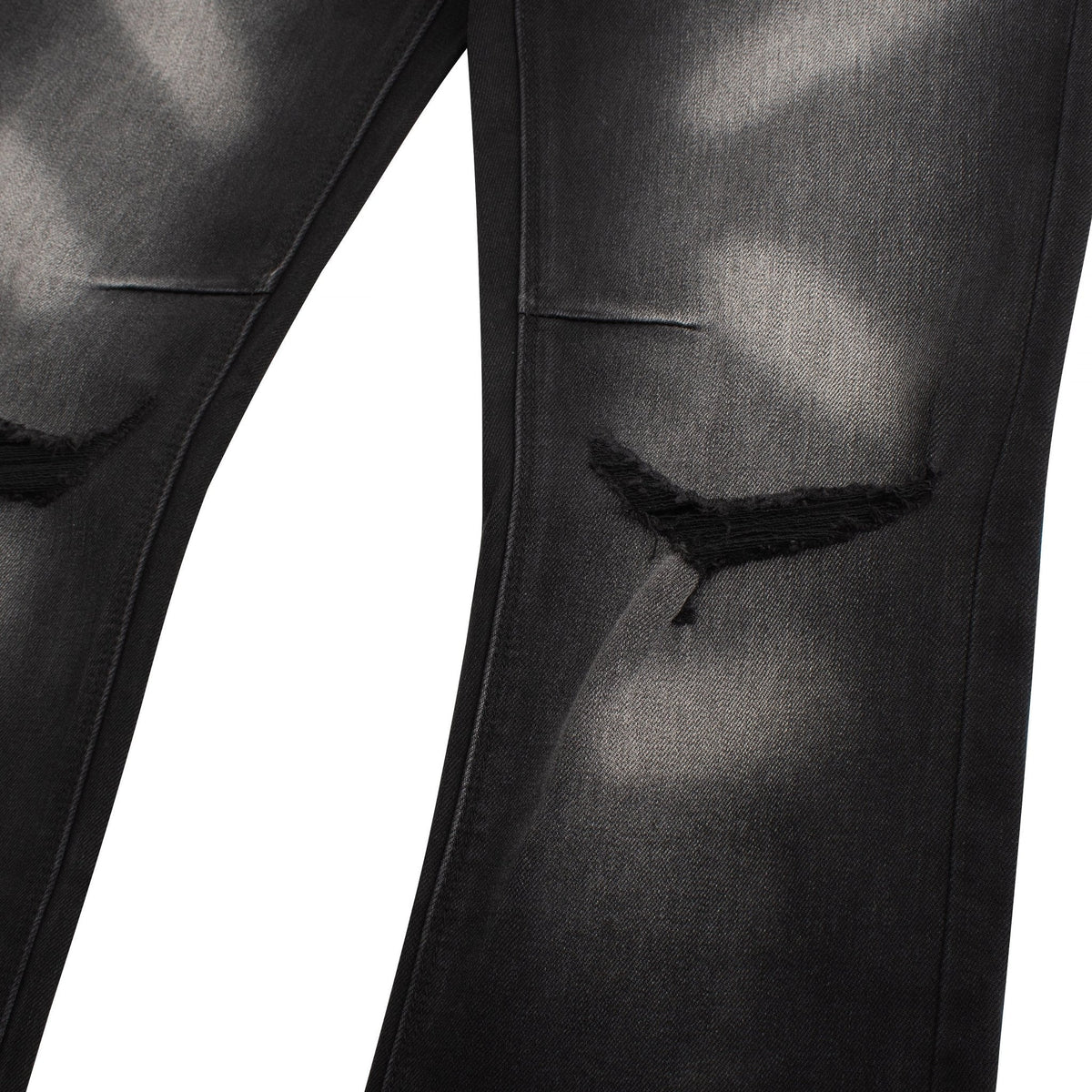 Denis Flared Black Distressed Denim product image 2, provided for visual reference and product detail review