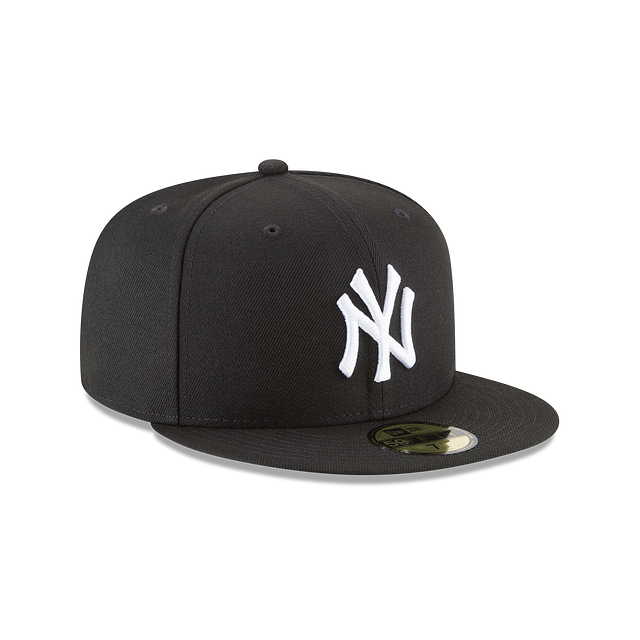 New York Yankees MLB New Era Men Black White 59Fifty Basic Fitted Hat product image 7, provided for visual reference and