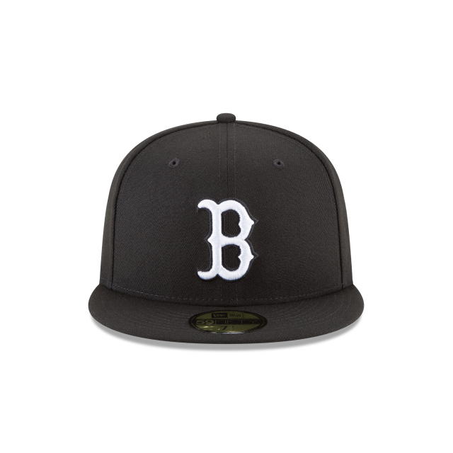 Boston Red Sox MLB New Era Men Black/White 59Fifty Basic Fitted Hat product image 5, provided for visual reference and