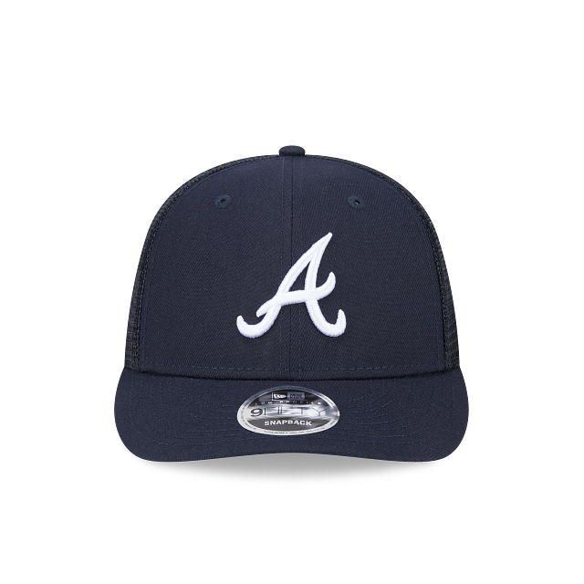 Atlanta Braves MLB New Era Men Navy 9Fifty Low Profile Trucker Snapback product image 6, provided for visual reference and