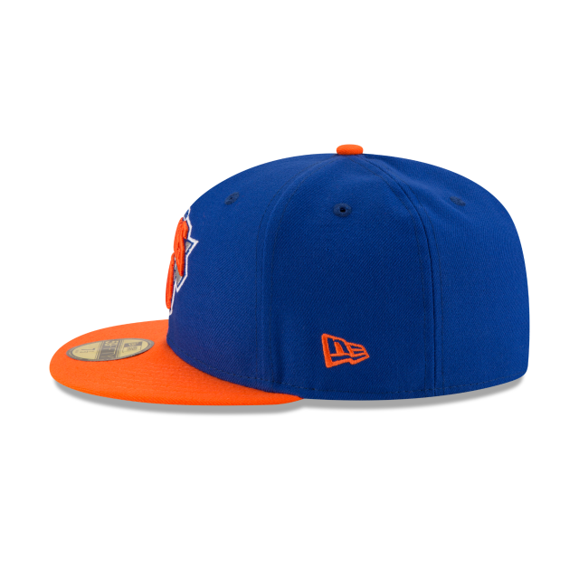 New York Knicks NBA New Era Men Royal/Orange 59Fifty Two Tone Fitted Hat product image 4, provided for visual reference and