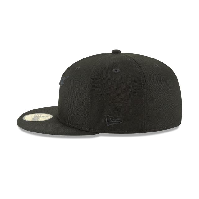 Florida Marlins MLB New Era Men Black on Black 59Fifty Basic Fitted Hat product image 4, provided for visual reference and