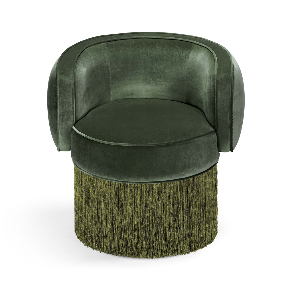 Plain Pirouette Swivel Fringe Armchair