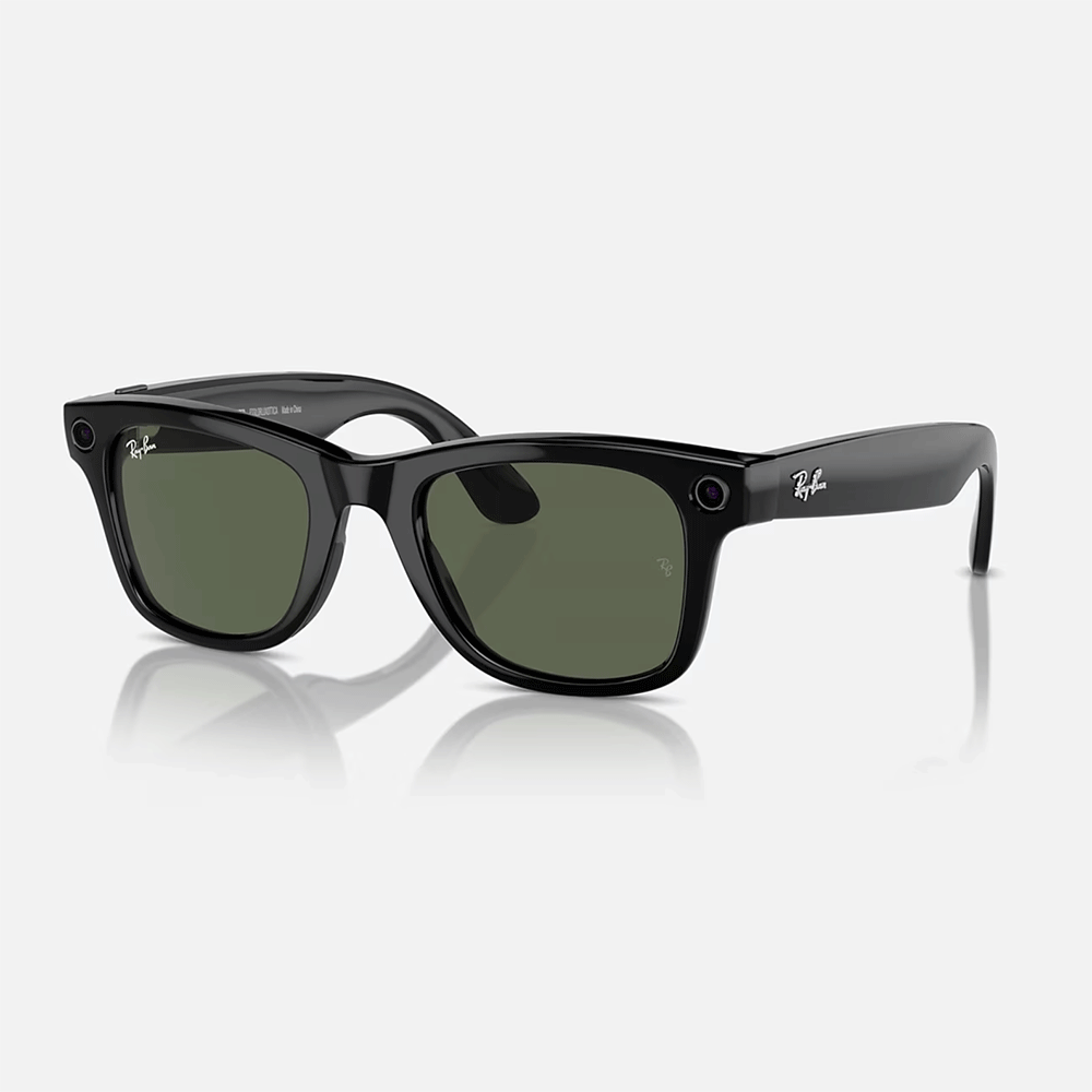 Meta Wayfarer Sunglasses | Shiny Black/Green product image 1, provided for visual reference and product detail review