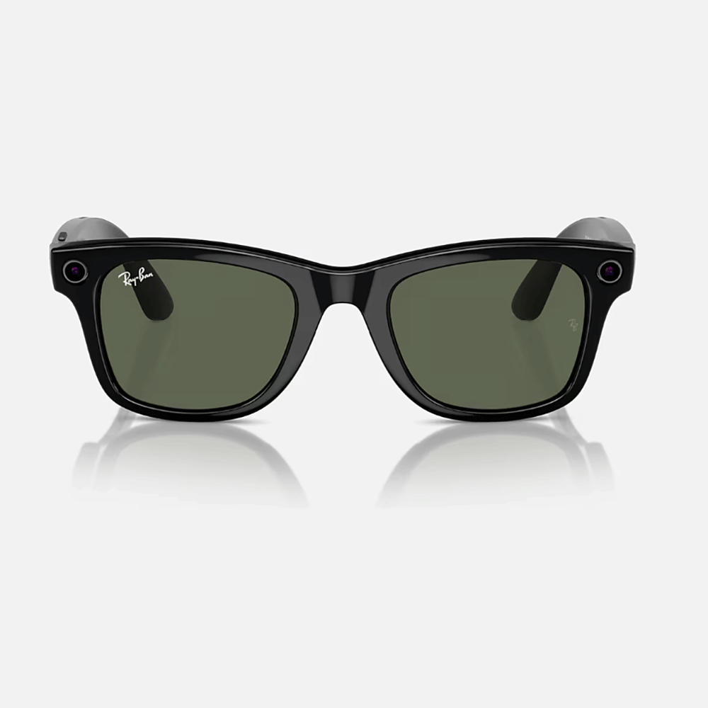 Meta Wayfarer Sunglasses | Shiny Black/Green product image 2, provided for visual reference and product detail review