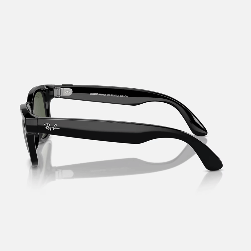 Meta Wayfarer Sunglasses | Shiny Black/Green product image 3, provided for visual reference and product detail review
