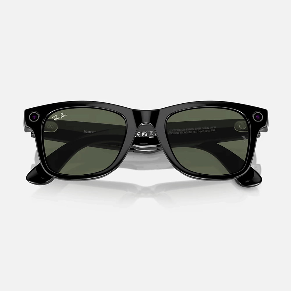 Meta Wayfarer Sunglasses | Shiny Black/Green product image 5, provided for visual reference and product detail review