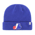 Montreal Expos MLB 47 Brand Men Royal Blue Raised Cuff Knit Hat product image 1, provided for visual reference and product