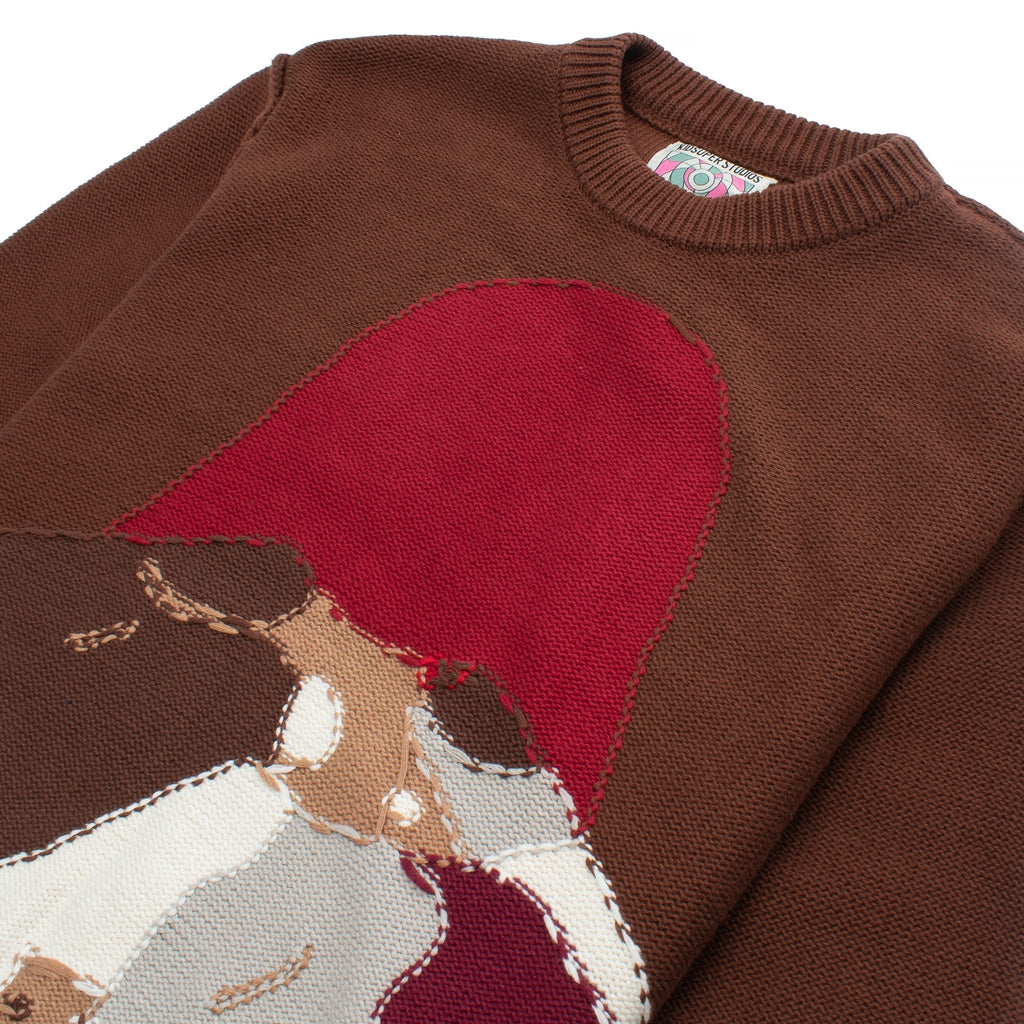 Reverse Intarsia Knit Figure Sweater | Brown product image 2, provided for visual reference and product detail review