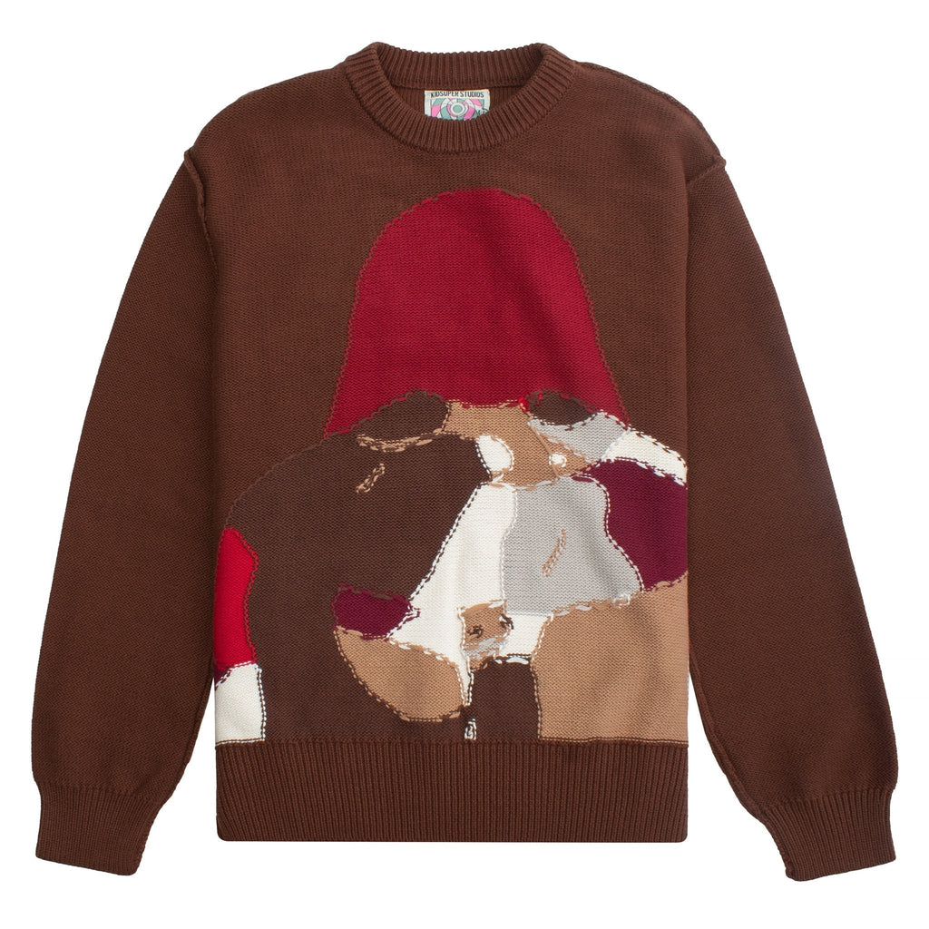 Reverse Intarsia Knit Figure Sweater | Brown product image 1, provided for visual reference and product detail review
