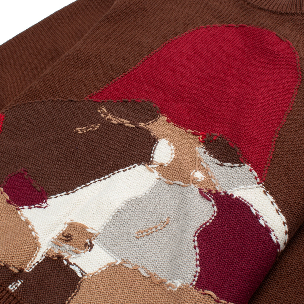 Reverse Intarsia Knit Figure Sweater | Brown product image 3, provided for visual reference and product detail review