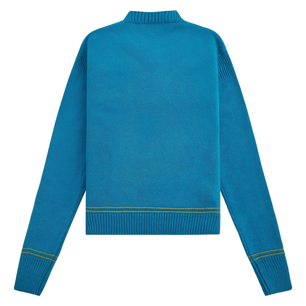 Roundneck Logo Sweater | Cobalt product image 4, provided for visual reference and product detail review