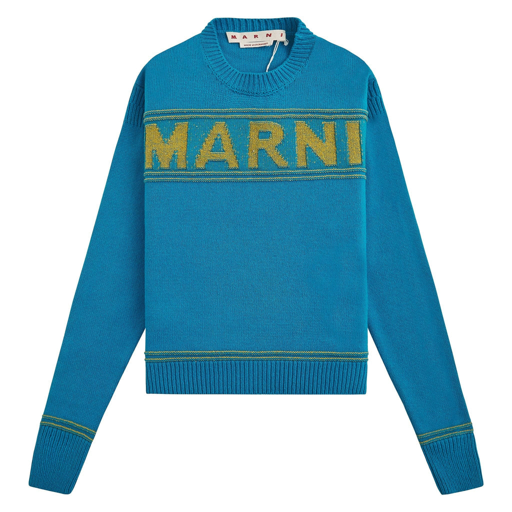 Roundneck Logo Sweater | Cobalt product image 1, provided for visual reference and product detail review