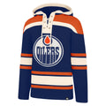Edmonton Oilers NHL 47 Brand Men Navy Heavyweight Lacer Hoodie product image 1, provided for visual reference and product